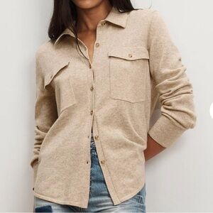 Veronica Beard Ayton Wool Cashmere Knit Top in Oatmeal
